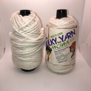NOS Vintage Bulky Yarn for Macrame 3 PLY 210 FT. Acrylic 1 New 1 Partial Skein